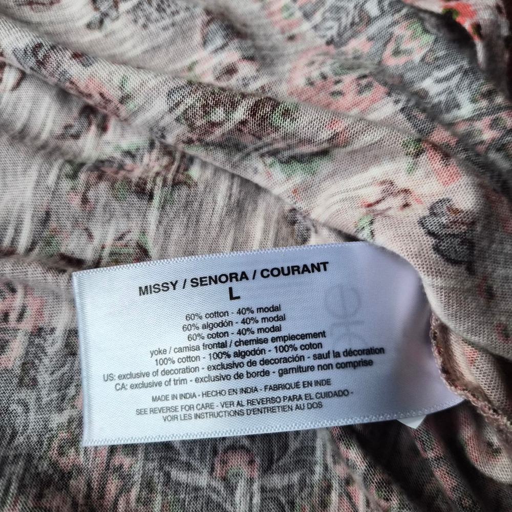Vintage X America Pink Floral Boho Embroidered Blouse Large Cottagecore Peasant‎ - Picture 4 of 10